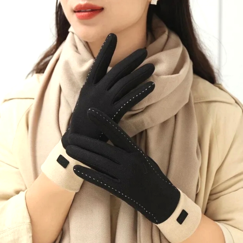 Winter Gloves Black Tan Gold Accent Warm, Sophisticated  Great Christmas…